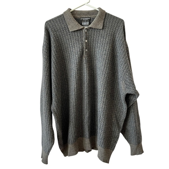 CLAN DOUGLAS SWEATER MEN XXL CASHMERE WOOL VTG SCOTLAND HENLEY CLASSIC PREPPY - Picture 1 of 12